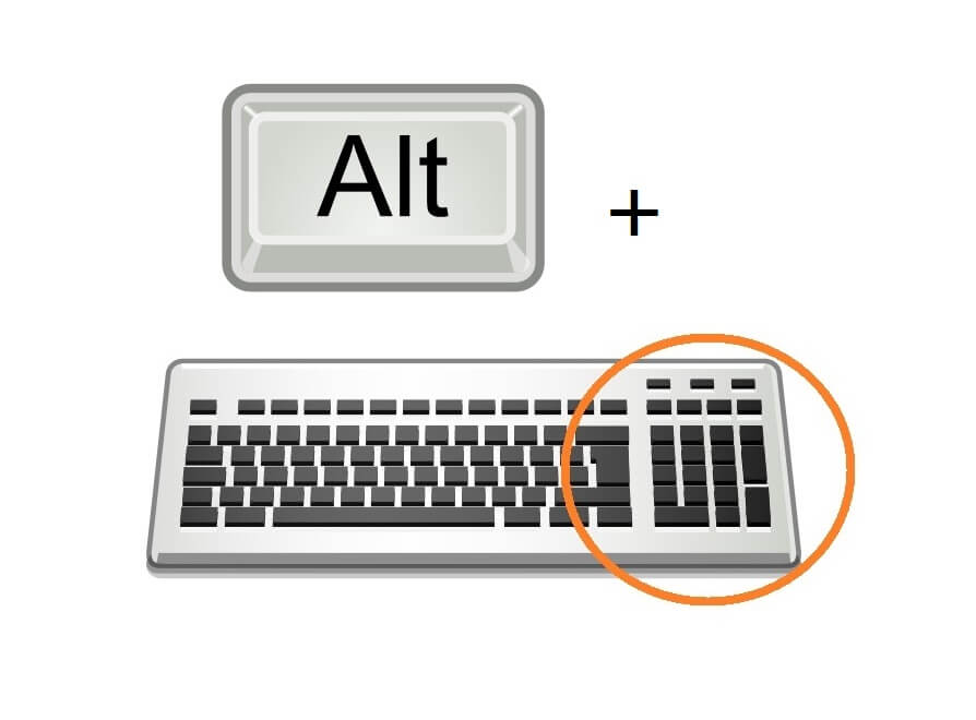 Crear caracteres especiales con la combinación de la tecla ALT más los números del bloque numérico del teclado, cosa que se puede hacer incluso si el ordenador no tiene teclado numérico físico